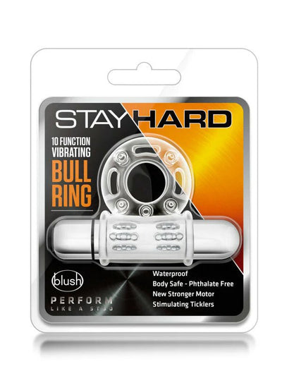 Stay Hard 10 Function Vibrating Bull Ring Clear 1